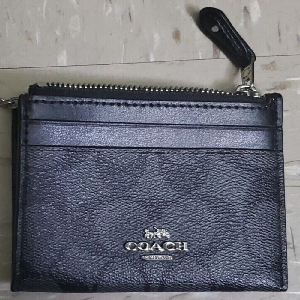 Coach Signature Mini ID Skinny 2 Black Smoke F88208